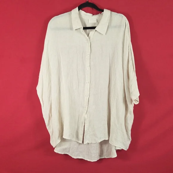 POSSE Lula Shirt - Natural Oversized Button Down Womens Lagenlook - Picture 2 of 9